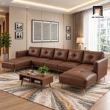  Ghế sofa U UT70 Foia dài 3m1 màu nâu đậm thiết kế tinh tế 