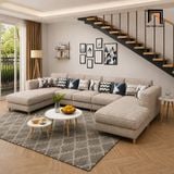  Sofa chữ U giá tốt UT65 Charles 3m3 phối màu xám trắng đẹp 