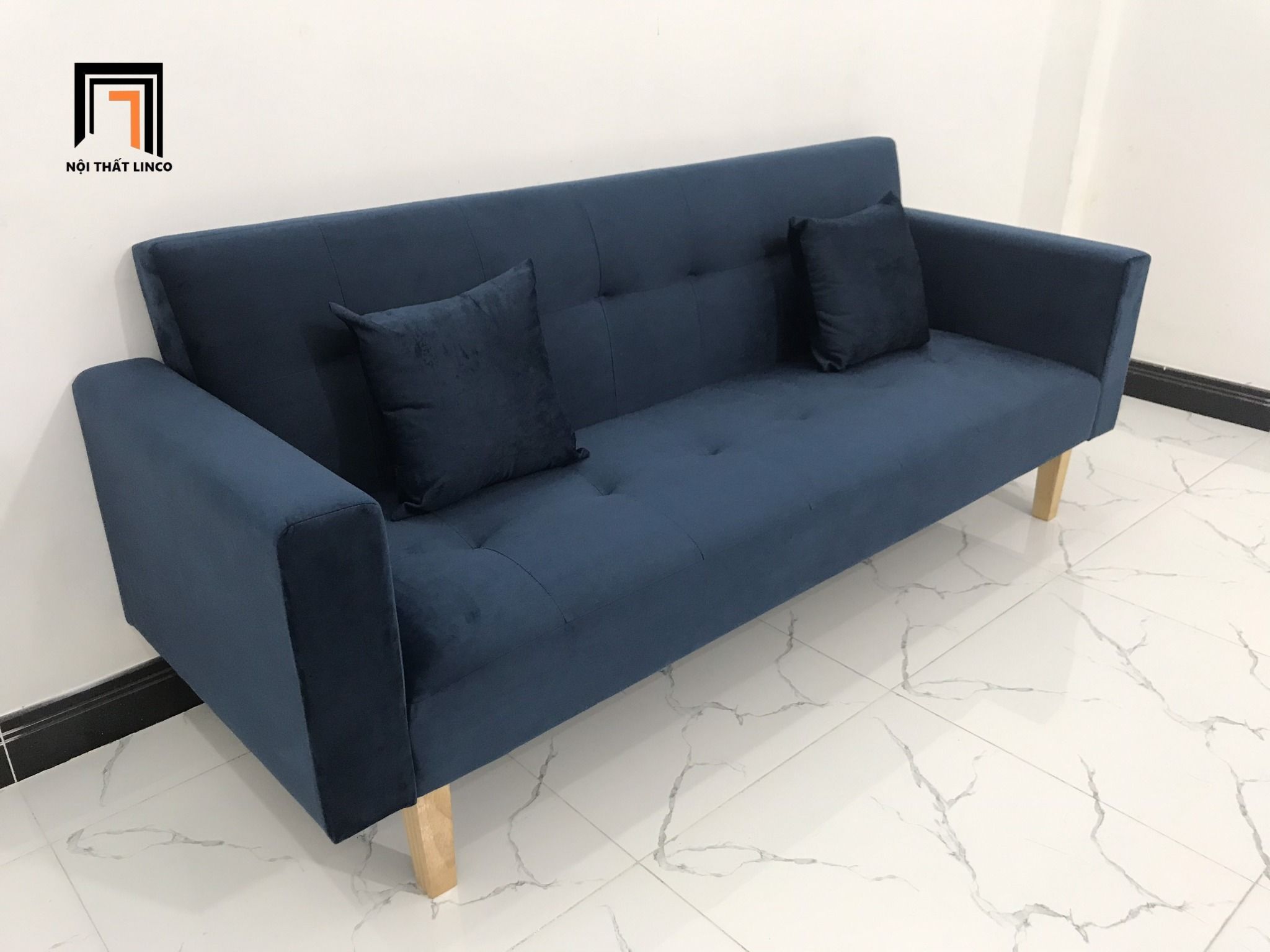  Bộ ghế sofa giường GBL2 2m thông minh xanh đậm vải nhung 