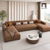  Sofa U màu nâu đậm UT76 Plainview dài 3m3 bọc nhung mềm mại 
