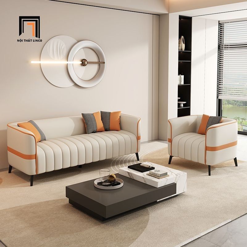  Ghế sofa băng cong da trắng kem BHQ60 Chapada 2m trẻ trung 