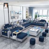  Ghế sofa chữ U UT41 Jiangsu 3m55 thiết kế phối trắng đen 
