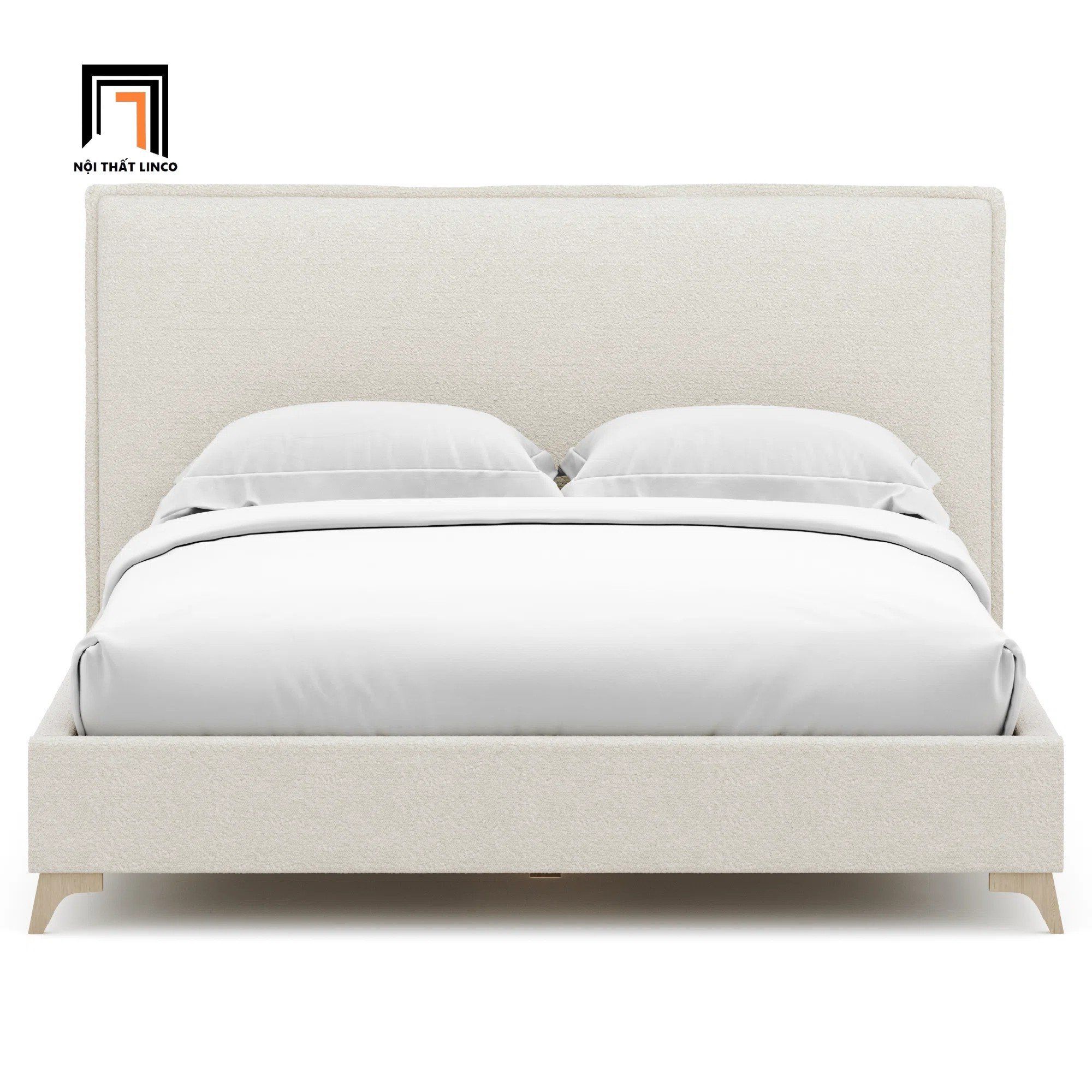  Giường ngủ bọc vải GN112 Bowsmen xám trắng cho chung cư 