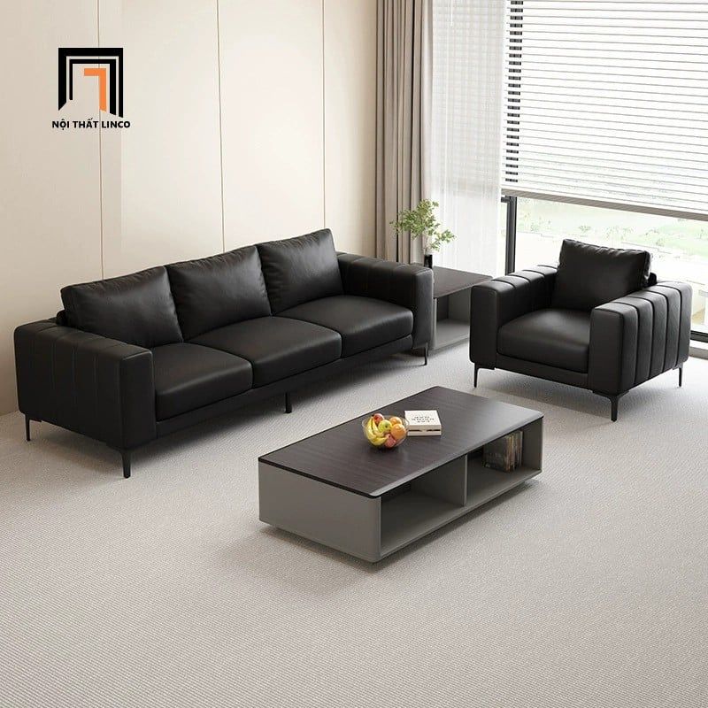  Ghế sofa băng da pvc màu đen BHQ64 Hacien 2m1 hiện đại 