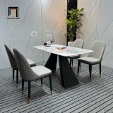  Bộ bàn ghế ăn cao cấp 3-BAD4-Ratino dài 1m2 đá ceramic 