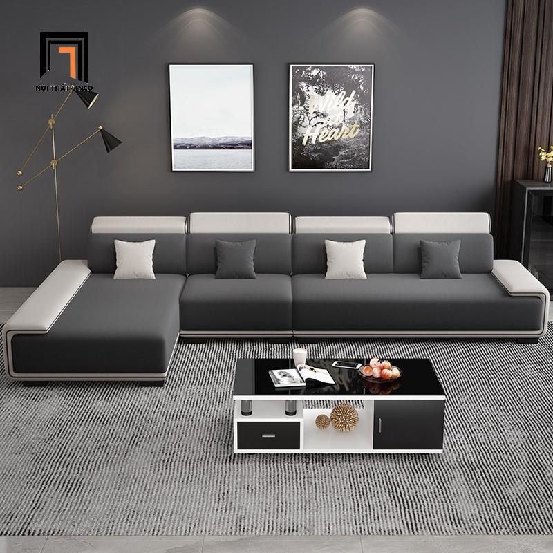  Set ghế sofa phòng khách hiện đại KT14 Ramia phối màu đen trắng 