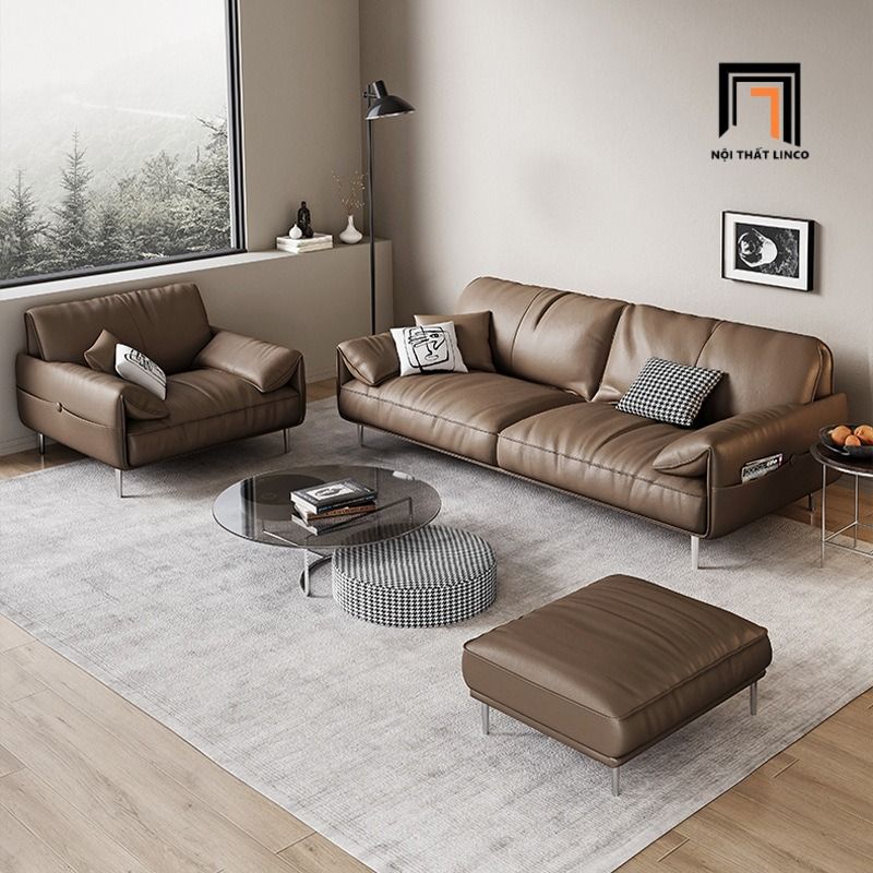  Bộ ghế sofa da giả cao cấp KT133 Alos phòng khách chung cư 