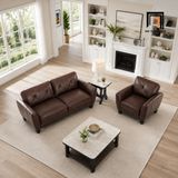  Set ghế sofa màu nâu cho gia đình KT142 Nayelys bọc da Pu đẹp 