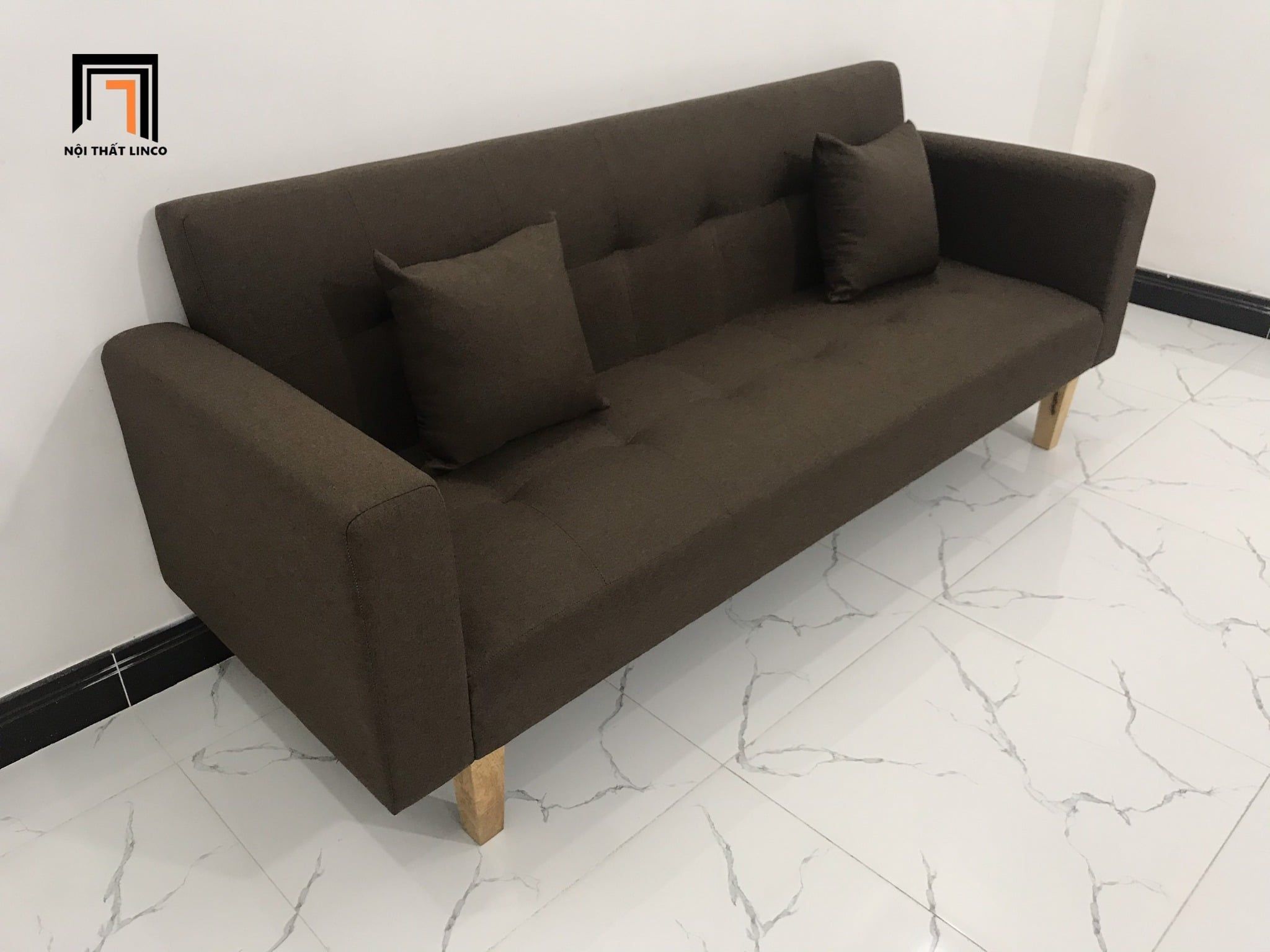 Bộ bàn ghế sofa bed đa năng GBL2 nâu đậm dài 2m phòng nhỏ 