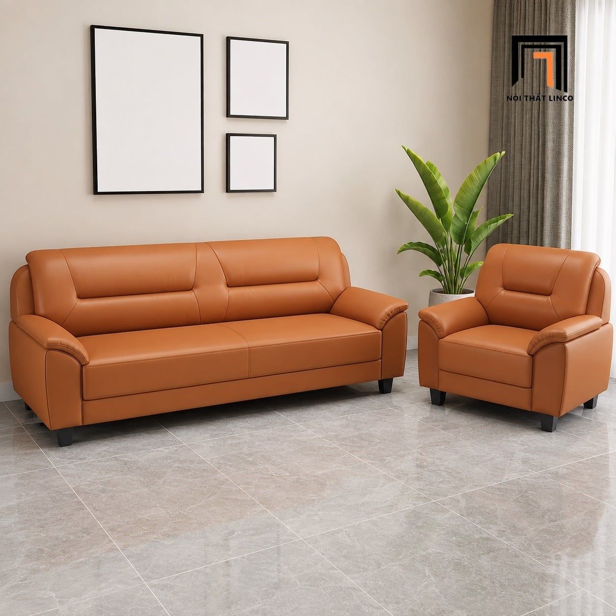 Bộ sofa phòng khách KT167 Rabot da chống trầy cao cấp 