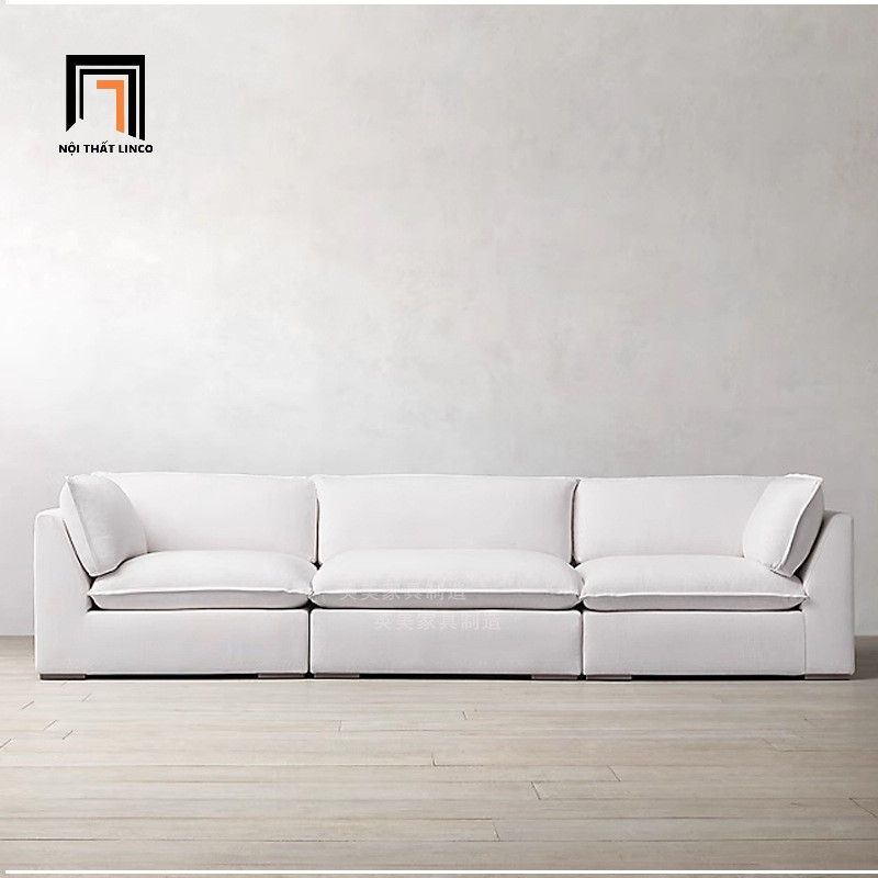  Sofa chữ U vải nhung trắng UT45 Jodar 3m x 1m6 hiện đại 