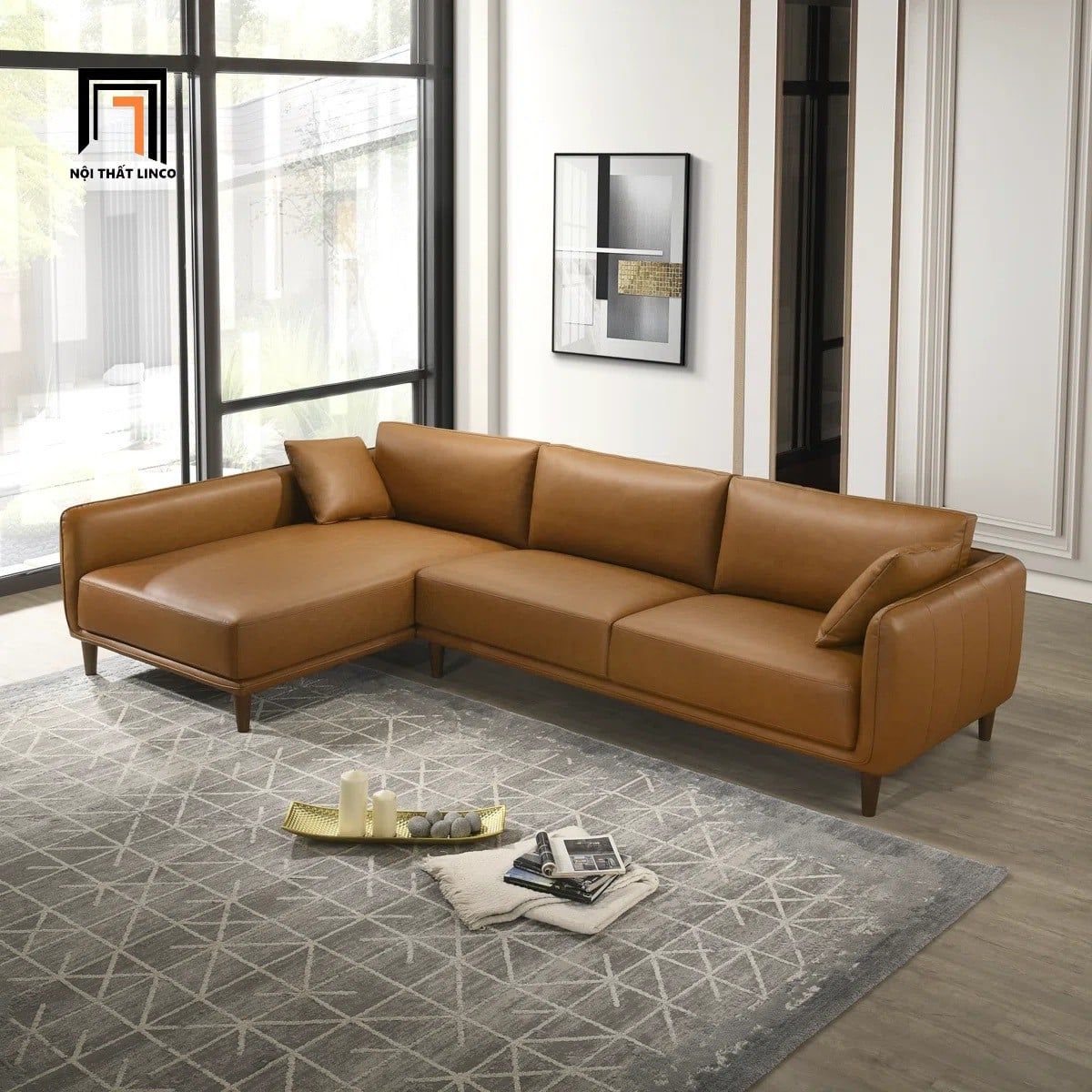  Ghế sofa góc chữ L GT289 Marciac 2m4 x 1m6 bọc da giá rẻ 