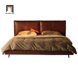  Giường ngủ bọc da màu nâu đậm GN131 Seaton cho gia đình 