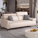  Ghế sofa băng da xám trắng BHQ81 Lauren 2m6 cho phòng khách 
