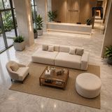  Sofa phòng khách KT160 Lorne vải xám trắng sang trọng 
