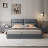  Giường ngủ da xám GN105 Auteu giá rẻ kiểu dáng sang trọng 