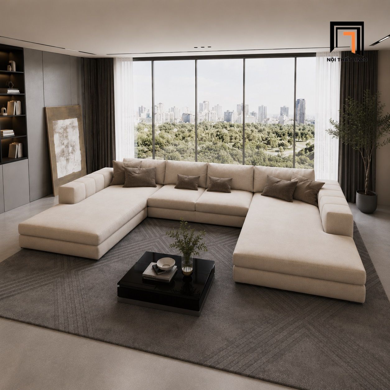  Sofa chữ U đẹp UT67 Loren 3m phong cách trẻ trung 
