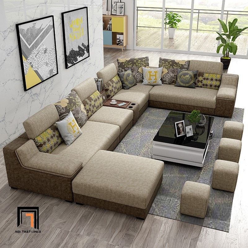  Bộ sofa U phòng khách UT37 Dete 3m6 bọc nỉ cao cấp 
