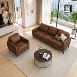  Sofa KT199 Ahmara da PU nâu phù hợp phòng khách chung cư 