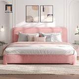 Giường ngủ vải nỉ màu hồng GN89 Mistam xinh xắn cho gia đình 