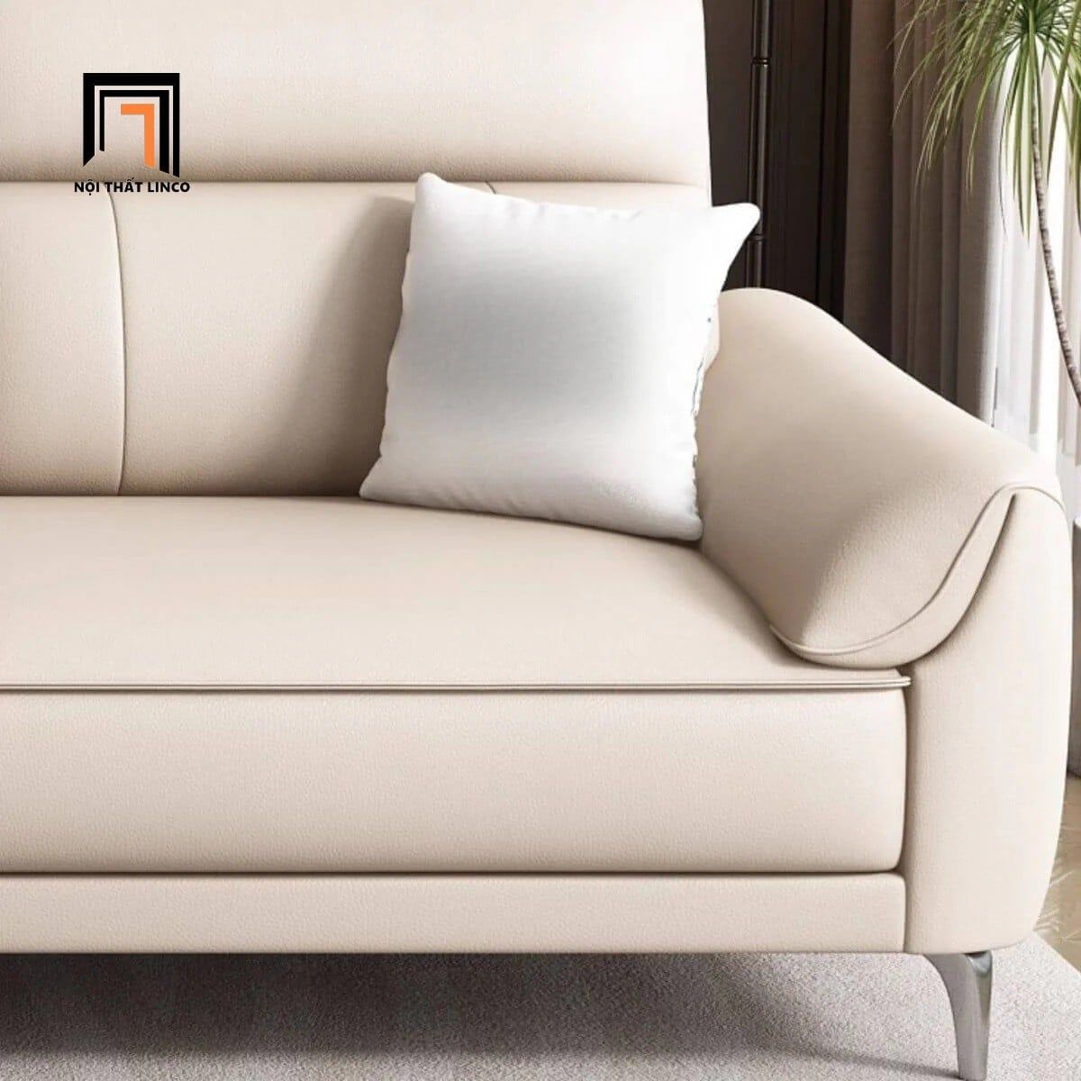  Sofa góc da công nghiệp GT273 Tazrou 2m4 x 1m6 da trắng kem 