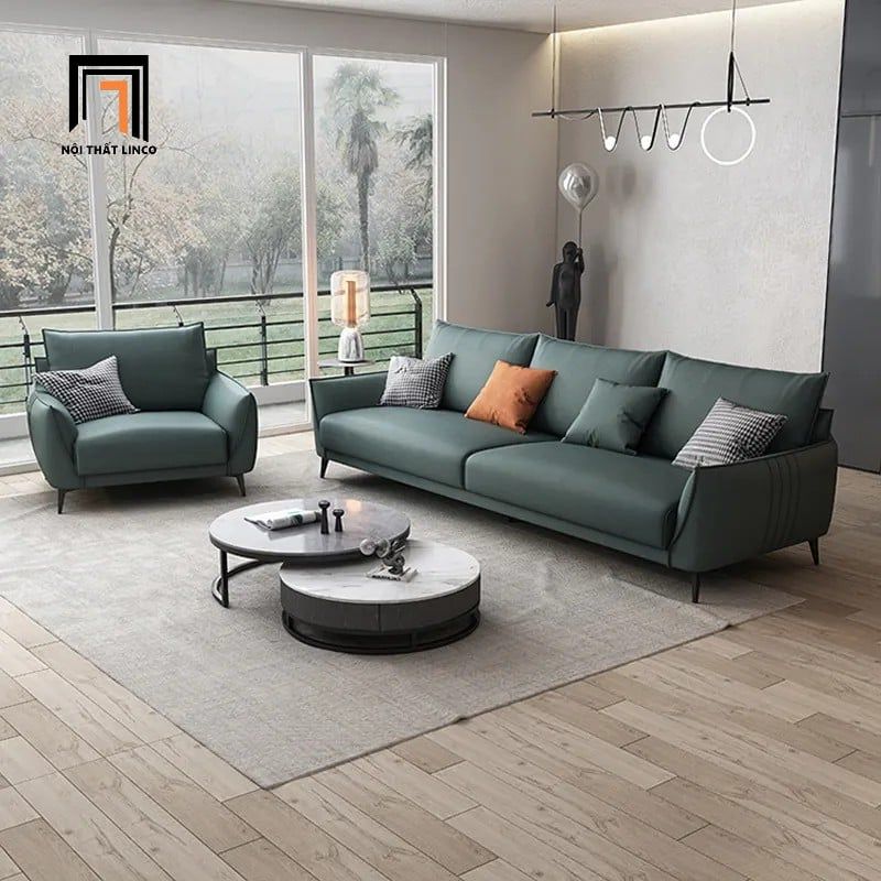  Ghế sofa góc chữ L da xanh lá GT299 Noha 2m6 x 1m6 giá rẻ 