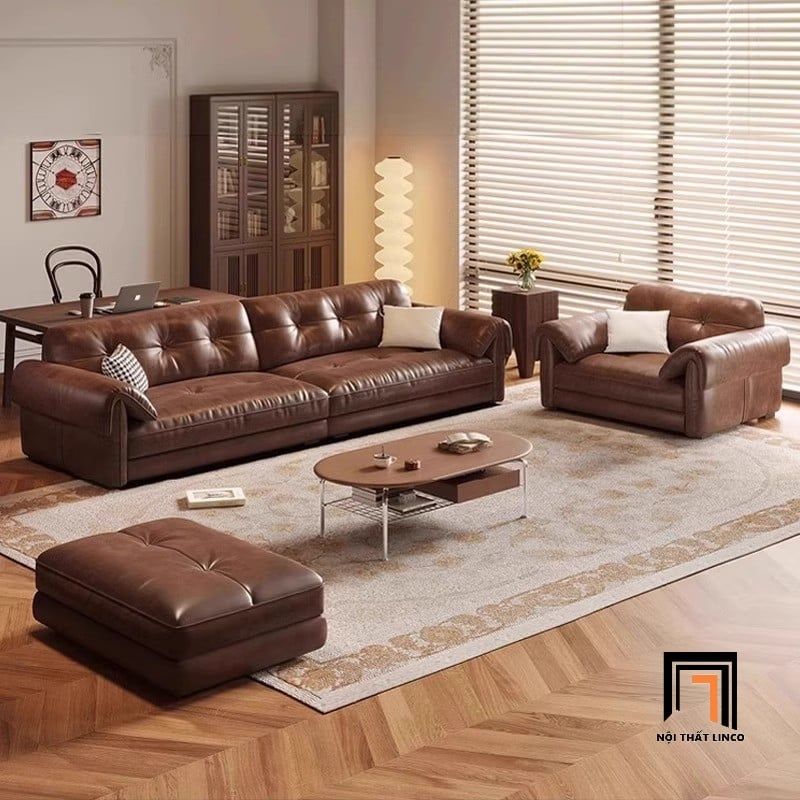  Sofa băng da Pu sang trọng BHQ83 Irene 2m4 phòng khách đẹp 