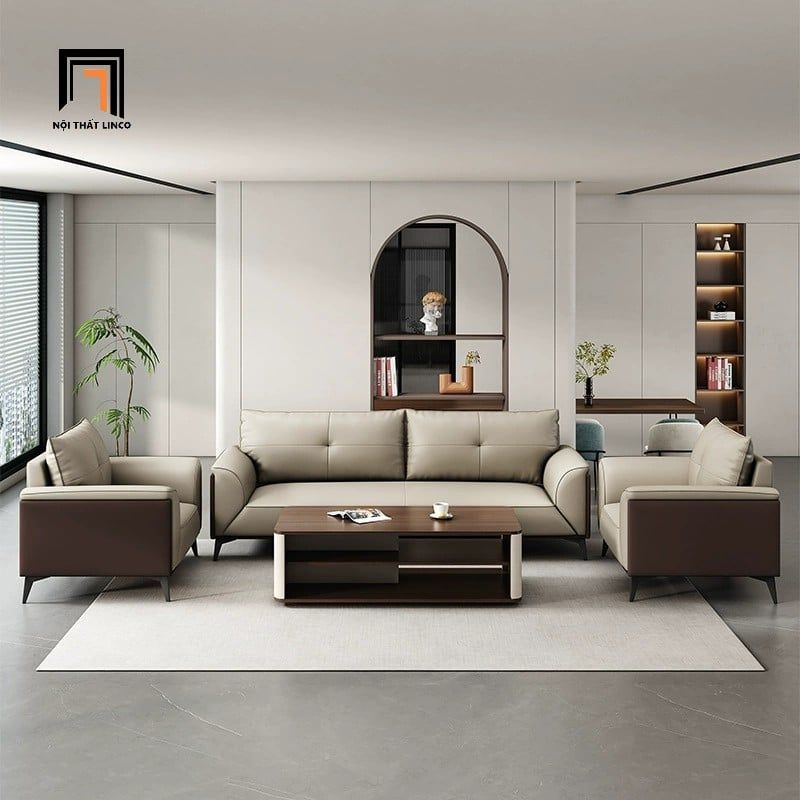  Set 2 ghế sofa văn phòng KHQ165 Mosby da công nghiệp 