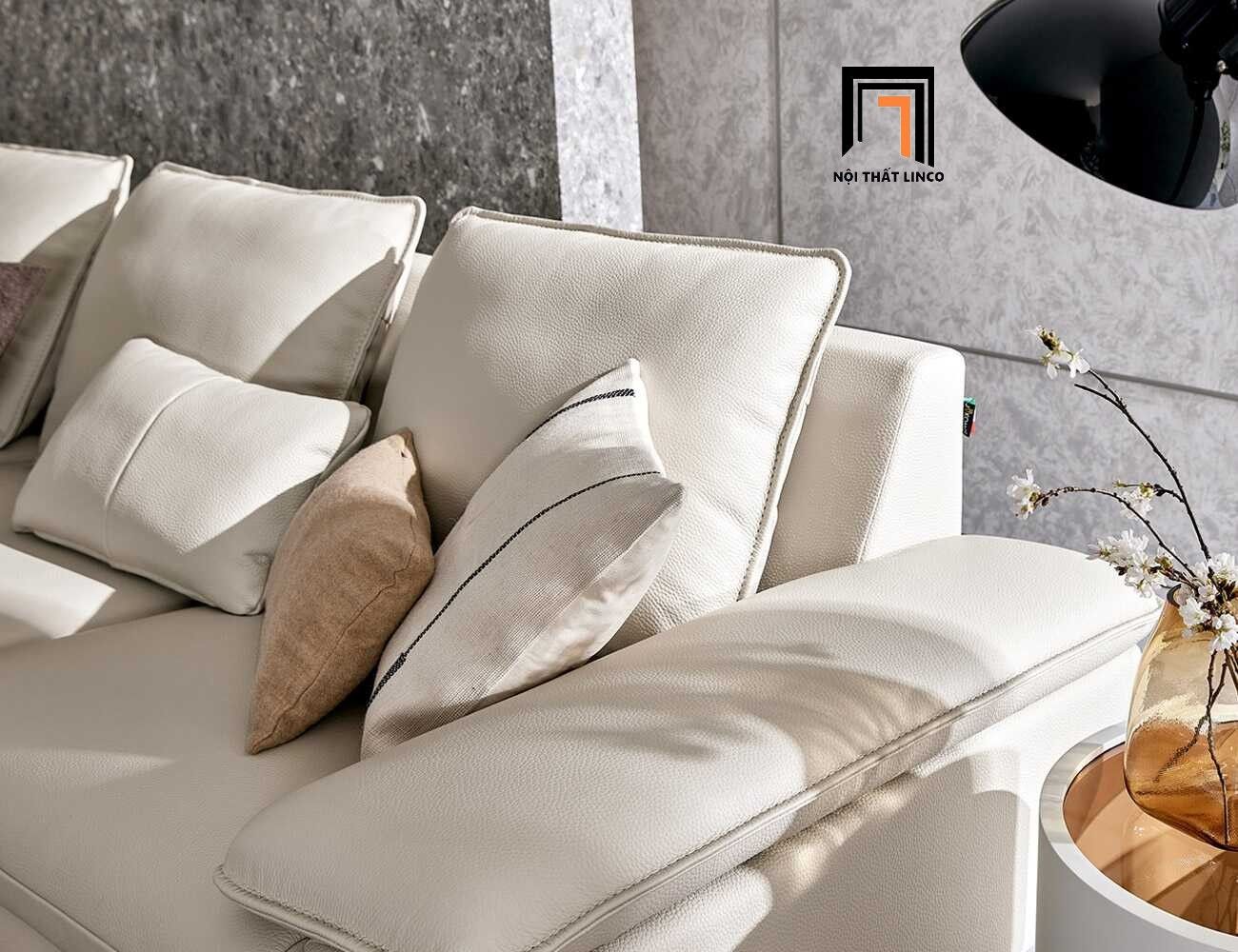  Ghế sofa văng dài 2m5 BHQ43 Crovat da chống trầy xám trắng 