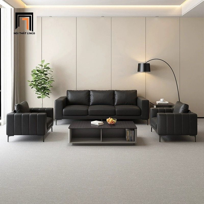  Ghế sofa băng da pvc màu đen BHQ64 Hacien 2m1 hiện đại 