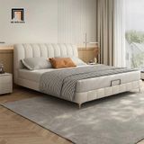  Giường ngủ da giả màu xám trắng GN81 Moya chia múi nổi bật 