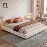  Giường ngủ bọc nệm màu be GN123 Issabell vải nhung xinh xắn 