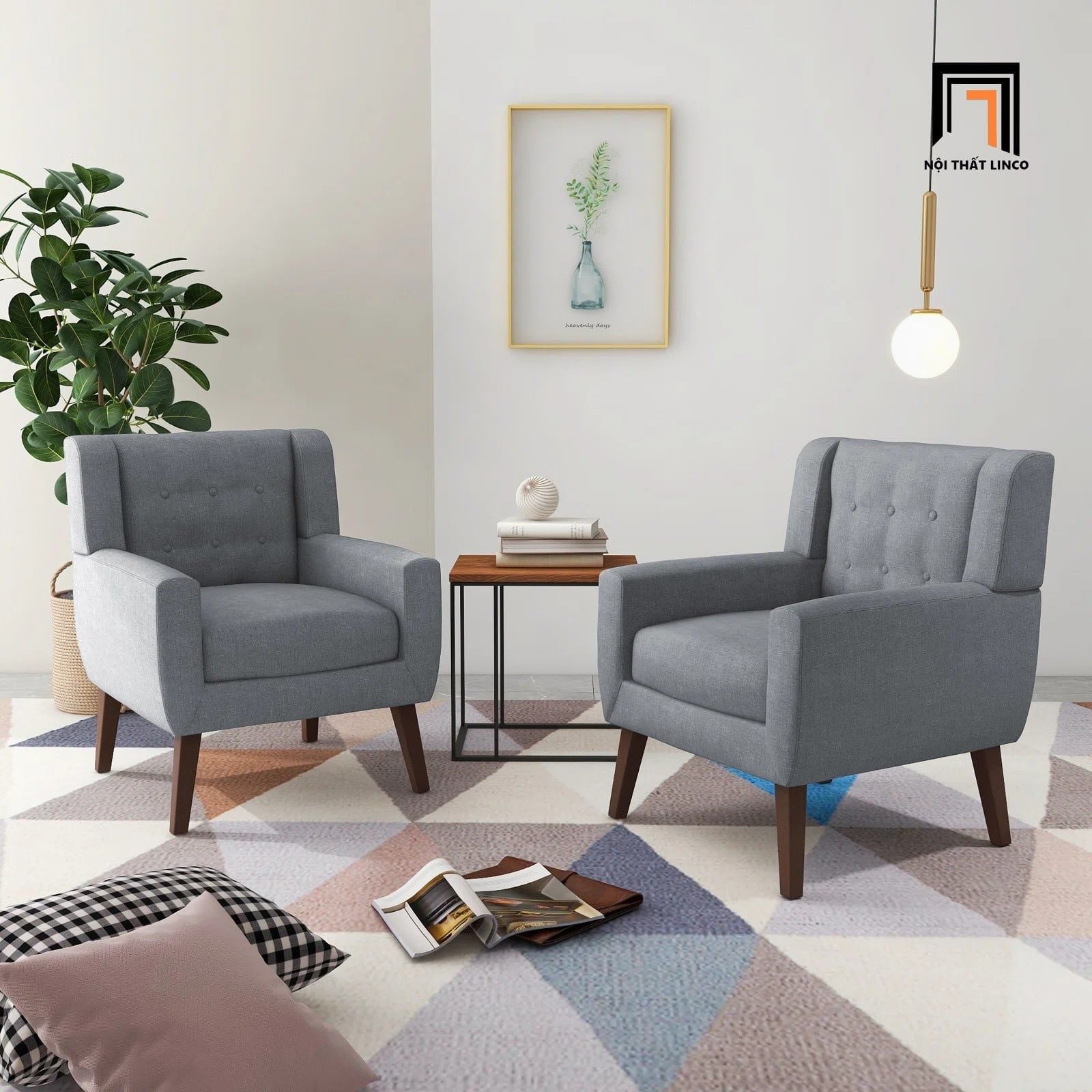  Ghế sofa đơn màu xanh dương DT96 Uixe cho gia đình vải nỉ bố 