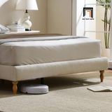  Giường ngủ vải nỉ bố màu be GN113 Peasane bọc nệm mềm đẹp 