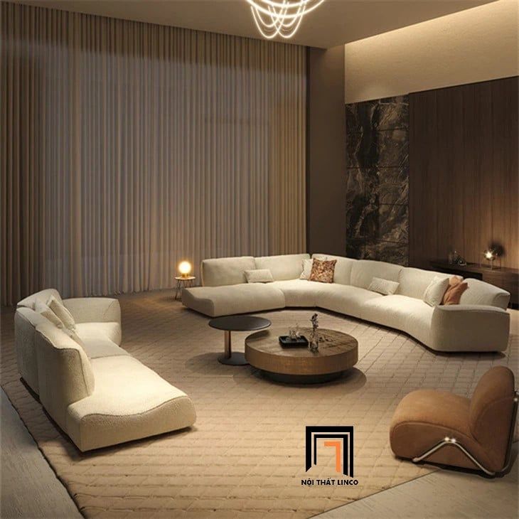  Sofa chữ U vải nỉ UT34 Forting 3m2 phòng khách sang trọng 