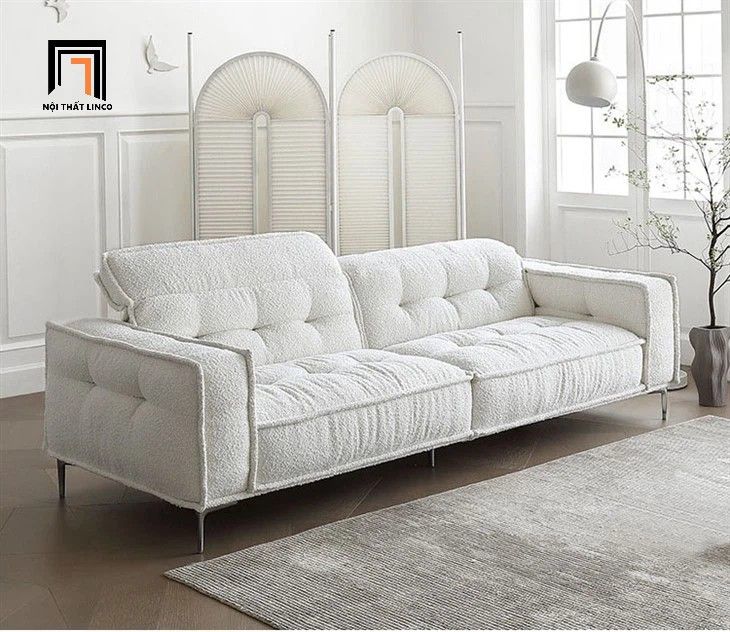  Ghế sofa băng vải lông cừu BHQ54 Furnell 2m1 màu trắng kem 
