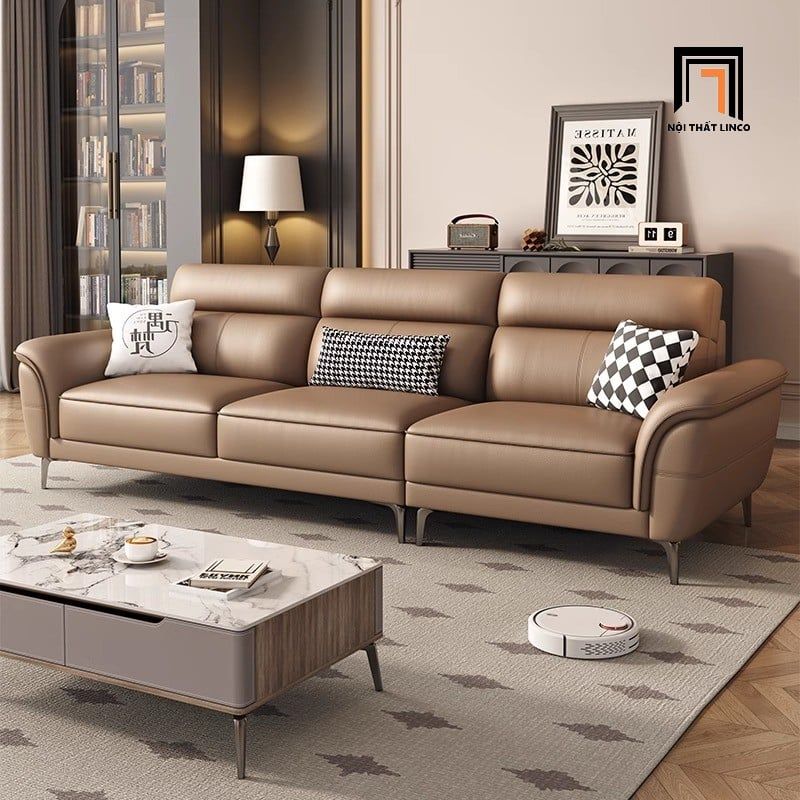  Ghế sofa băng 3 chỗ ngồi BHQ74 Carloss da Pu bóng màu kem 