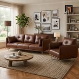 Sofa da PU KT176 Foia màu nâu bóng nổi bật cho phòng khách 
