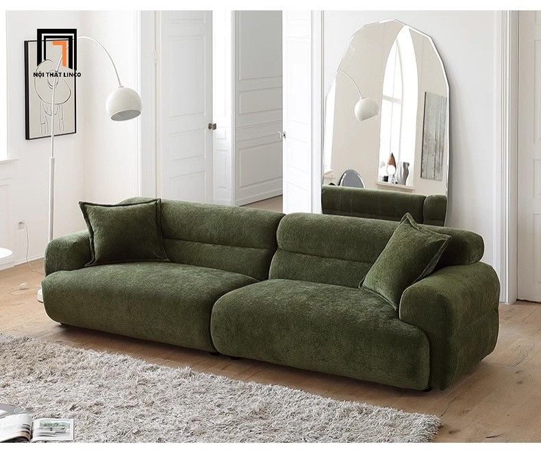  Ghế sofa băng nỉ màu xanh rêu BHQ46 Valley dài 2m2 sang trọng 