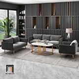  Bộ ghế sofa phòng khách cao cấp KT111 Genlis vải nhung xám 