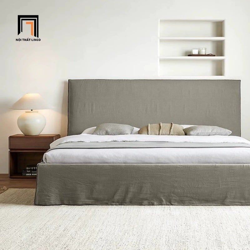  Giường ngủ bọc vải xám trắng GN87 Blackarg 1m6 x 2m giá rẻ 
