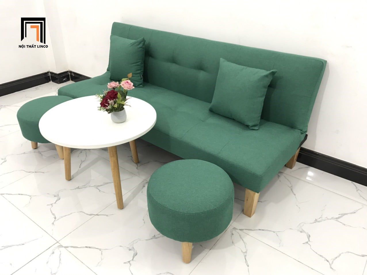  Bộ ghế sofa giường xanh ngọc GBL1 dài 1m72 cho phòng nhỏ 