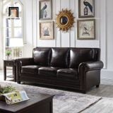  Ghế sofa băng da màu nâu đậm BHQ47 Clyro 2m1 tân cổ điển 