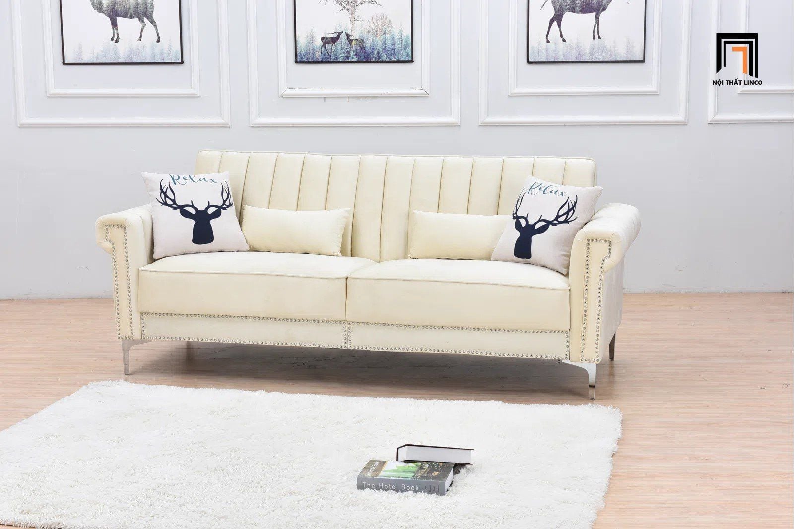  Ghế sofa giường sang trọng GB26 Ermera dài 2m vải nhung nỉ 