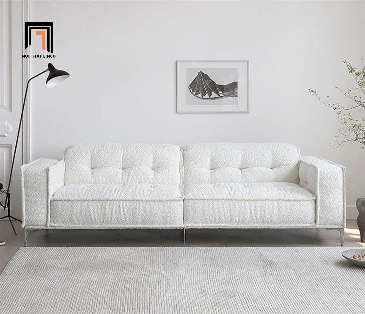  Ghế sofa băng vải lông cừu BHQ54 Furnell 2m1 màu trắng kem 