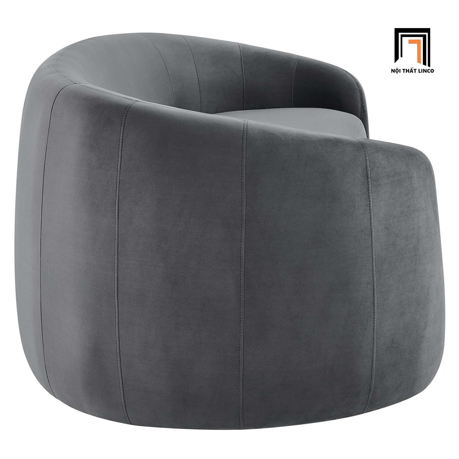  Ghế sofa băng cong vải nhung BT55 Chesterfield 2m2 xám đen 