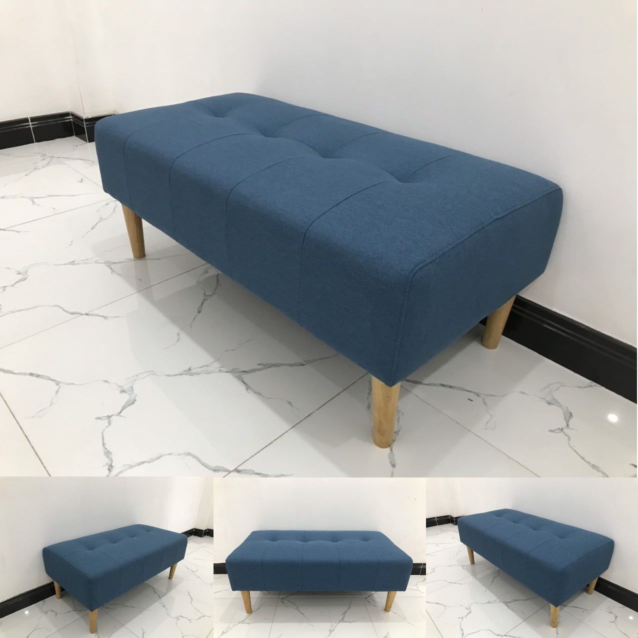  Ghế đôn sofa xanh dương vải nỉ 1m x 50 cho phòng ngủ 
