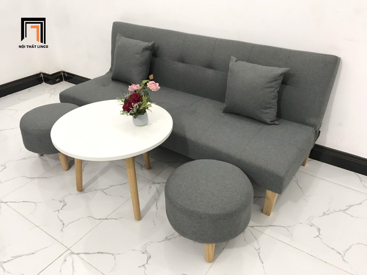  Bộ ghế sofa giường đa năng GBL1 xám lông chuột dài 1m7 