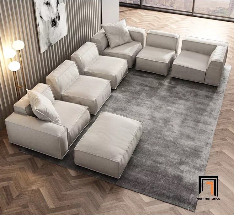  Set ghế sofa U module 3m7 UT103 Kedu vải nỉ mềm cao cấp 