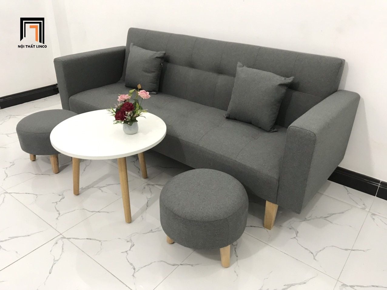  Bộ ghế sofa bật giường giá rẻ GBL2 xám đen dài 2m nhỏ gọn 